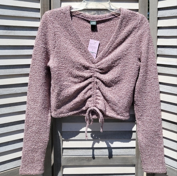 Women's Long Sleeve V Neck Ruched Front Fitted Sweater | Wild Fable | XX Large - Picture 1 of 9